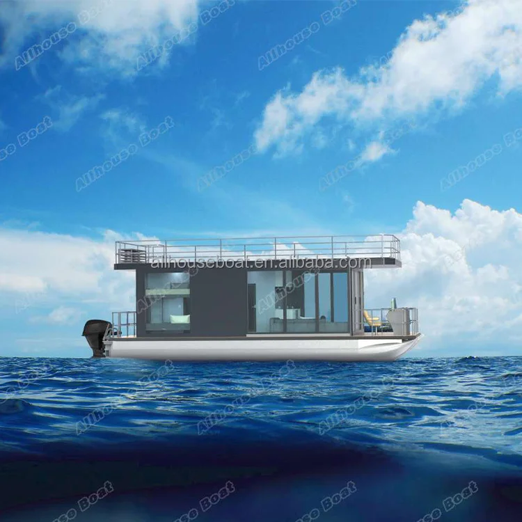 Allhouse 10m Water Floating Pontoon Houseboat Modular Moving Sea Boat House