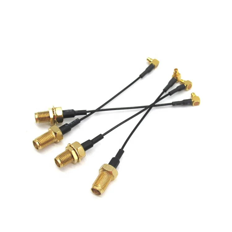 MMCX Elbow to SMA Female Adapter High-Frequency Antenna Coaxial Cable RG137/178 Silver Plated Signal Wire