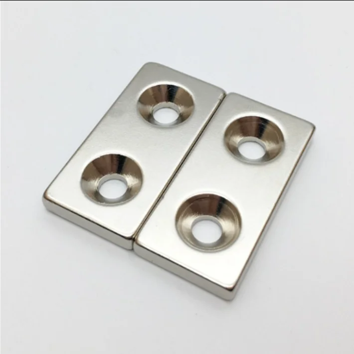 Large Suction Square Countersunk Hole Magnets Double Screw Holes Magnets Super Neodymium Magnets N52