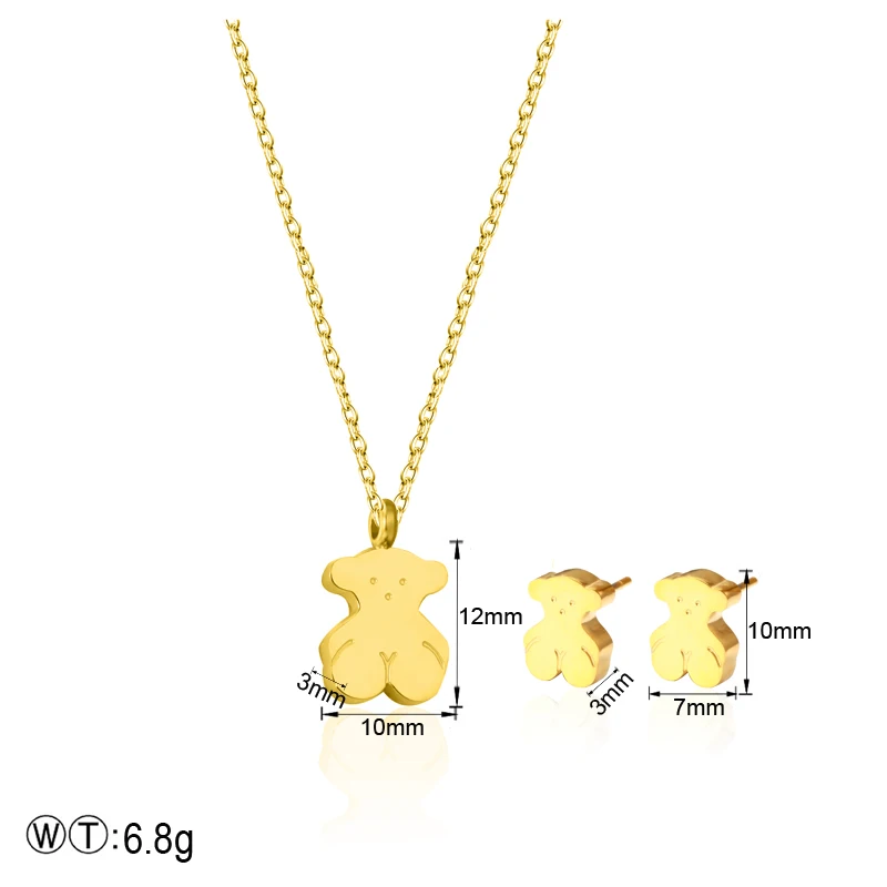 Wholesale  New Fashion Stainless Steel Jewelry Set Women Black Rose Gold Necklace Earring Set