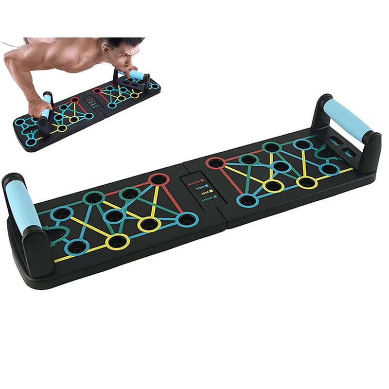 Fitness Multifunctional System 9 In 1 Foldable Muscl Power Press Rack Foldable Push Up Board Pushup Stand