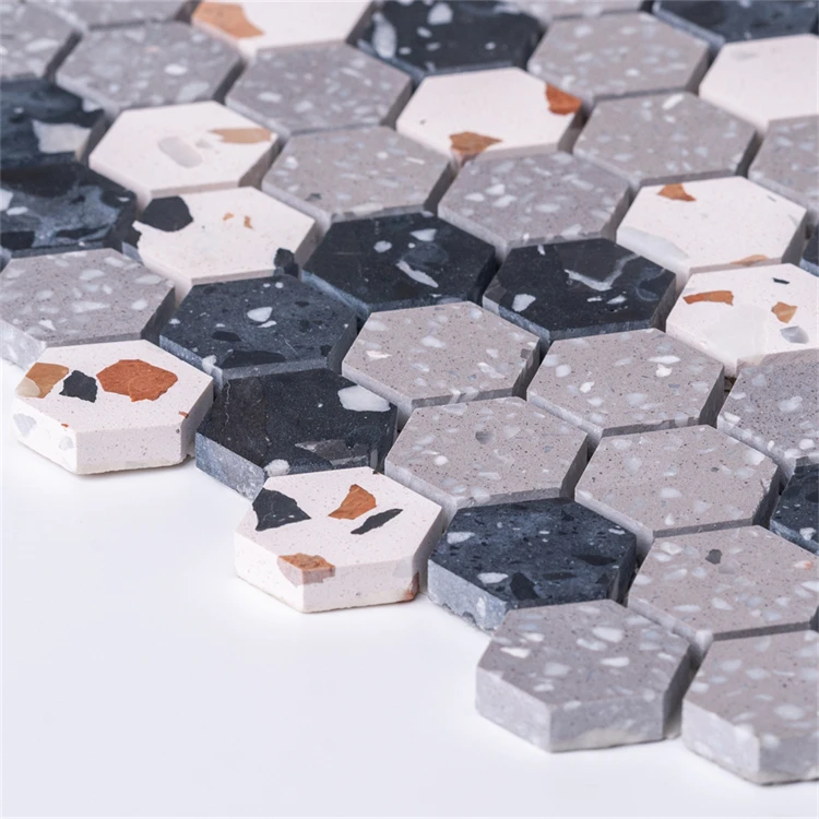 Color Customized Terrazzo Mosaic Pink White Black Grey Full Body Terrazzo for Home Decor and Project