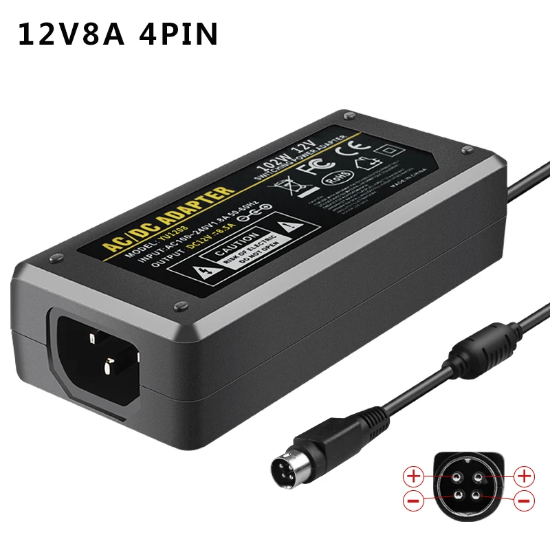 Quick Delivery 4 Pin Jack Adapters 12v 8a 8.5a Universal LCD LED display power supply