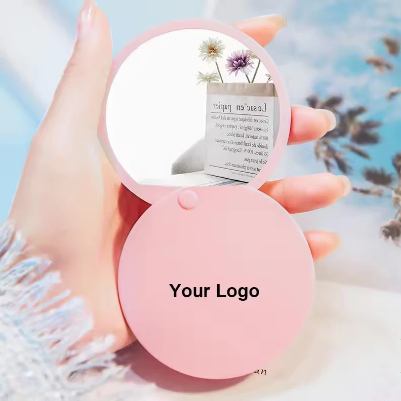 LIFENG Custom Portable Round Sliding cover Compact Pocket Mirror Plastic Small Handheld Cosmetic Mirror For women