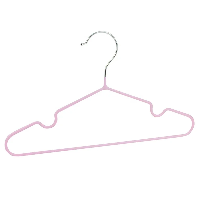 Factory Wholesale Kids Rubber Coated Metal Garment Hook Display Clothes Hangers