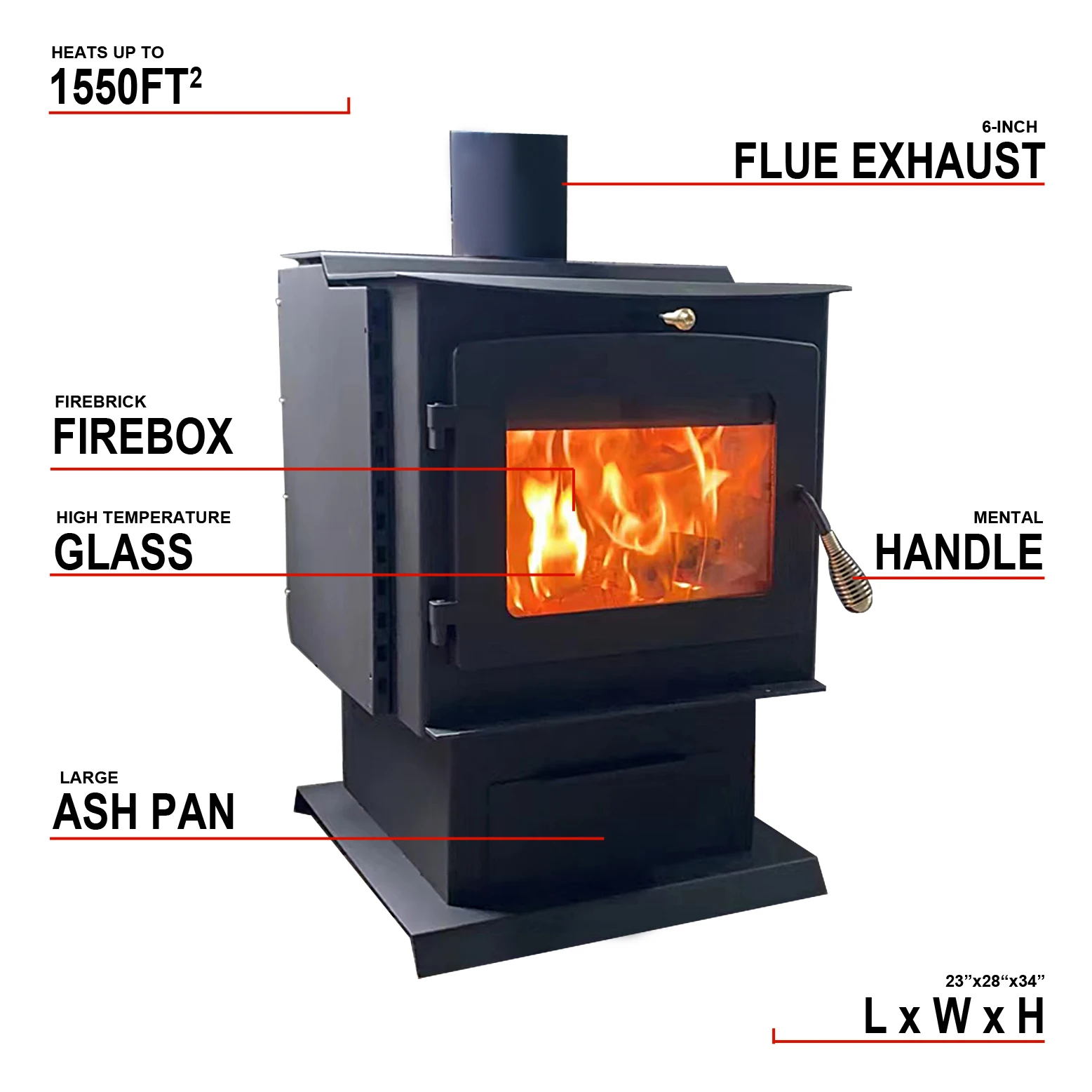 R2500A free standing indoor cast iron stove wood burning stove smokeless wood stove for Indoor heating