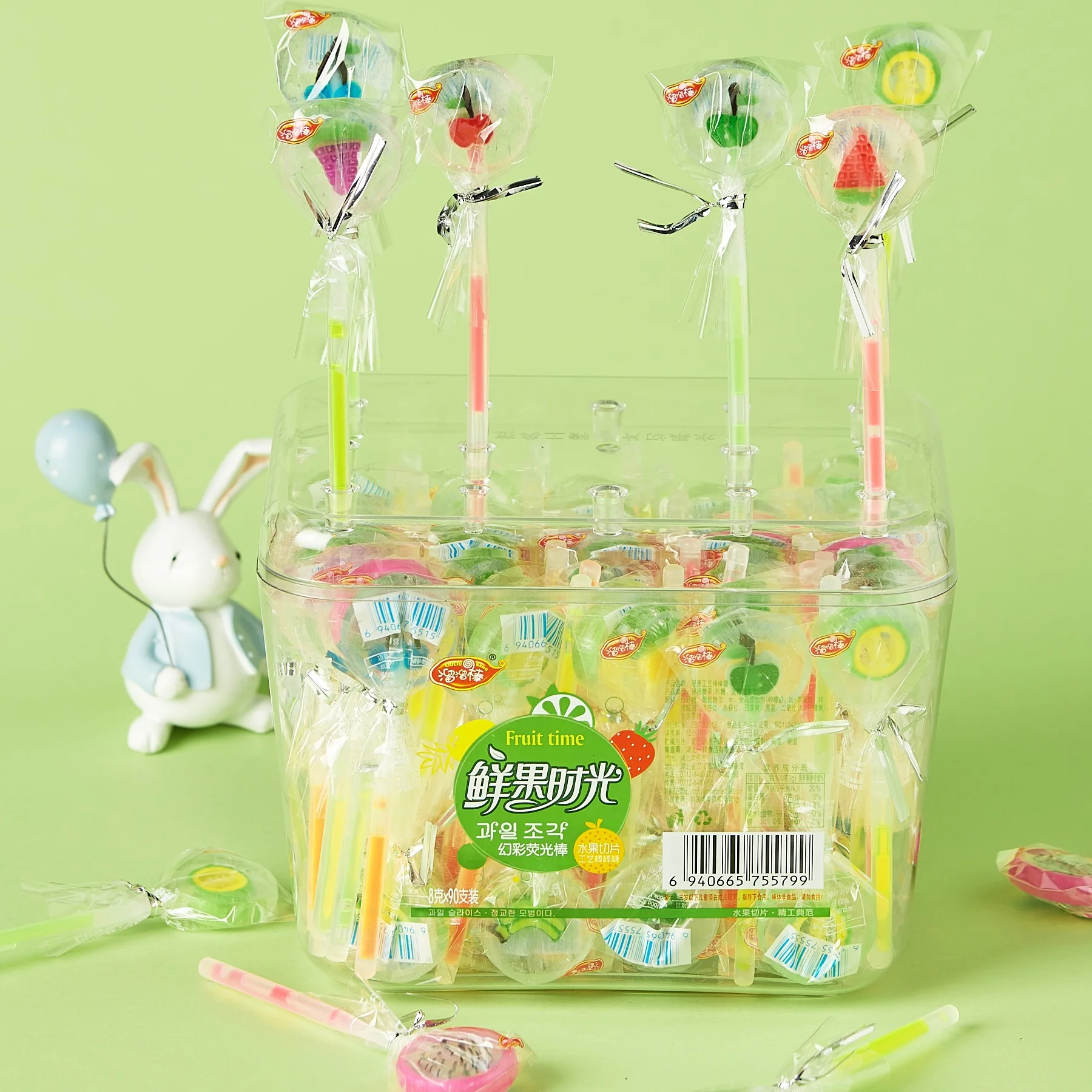Cheap price Promotion Bulk candy fruits lollipop glow stick candy tin (62354062242)