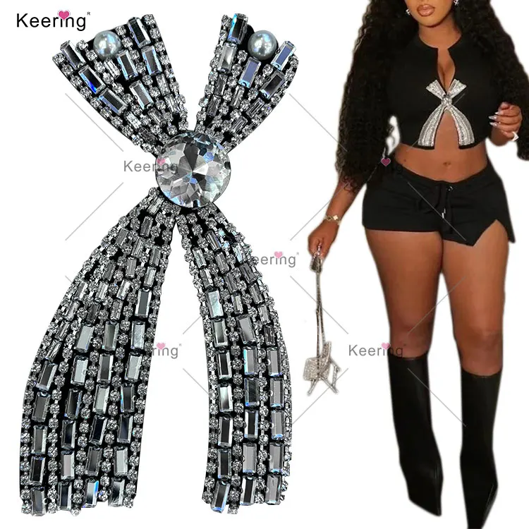 WPH Keering Crochet Flower Bow Style Women Jeans Hats Wholesale Dance Rhinestone Big Patches For Clothing