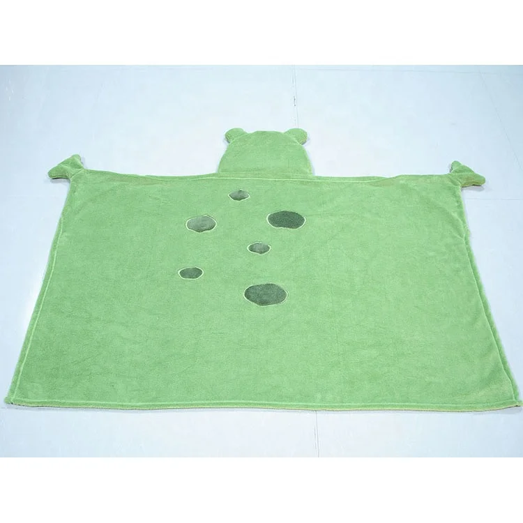 Cute Comforter Soft Animal Bear Rabbit Dog Frog Hooded Baby Blanket with Plush Toy