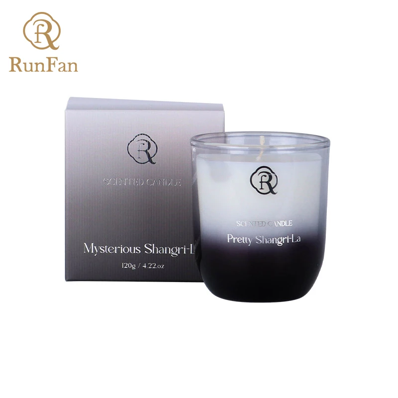 New Design Luxury Gradient Glass Jar Soy Wax Scented Candle With Folding Box