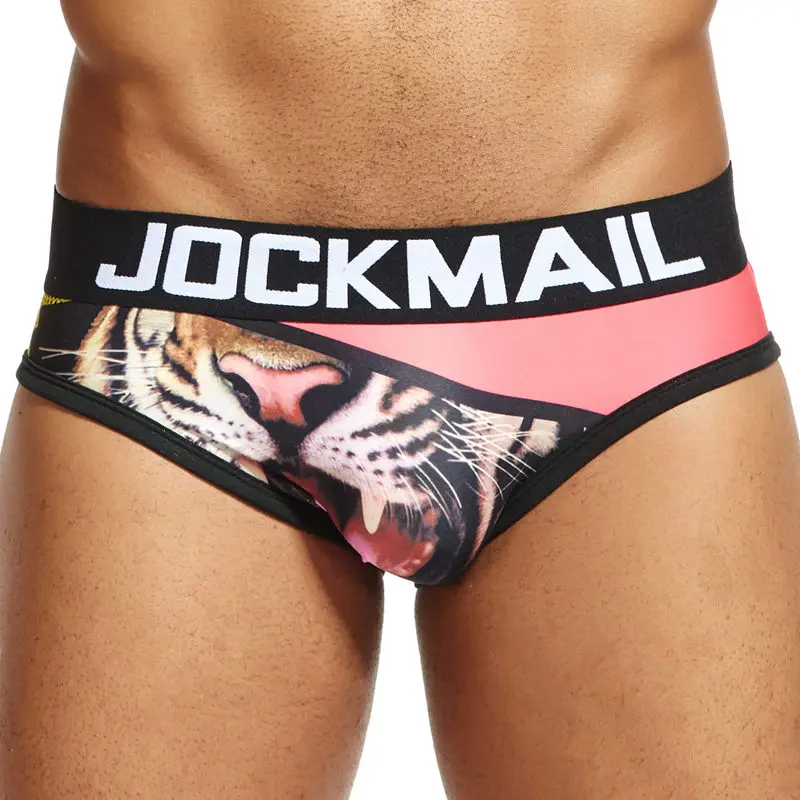 JOCKMAIL tiger printing briefs shorts male beast pattern boxer Low waist large size breathable boxer underpants