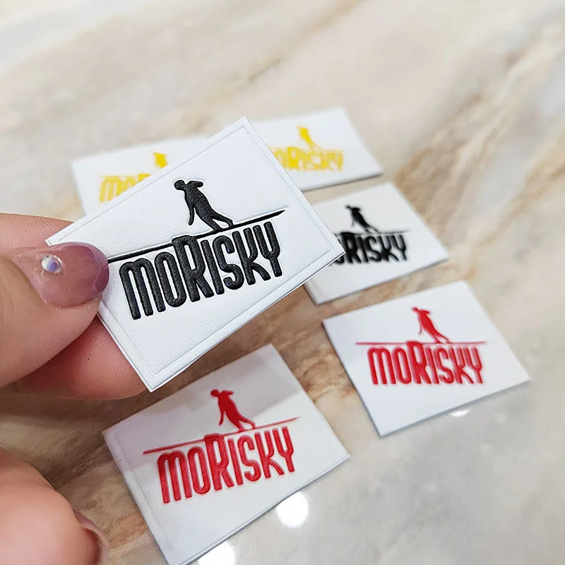 Accessory Maker Sew on Custom Design Debossed Logo Small PU Leather Patches Labels for Hat and Bag