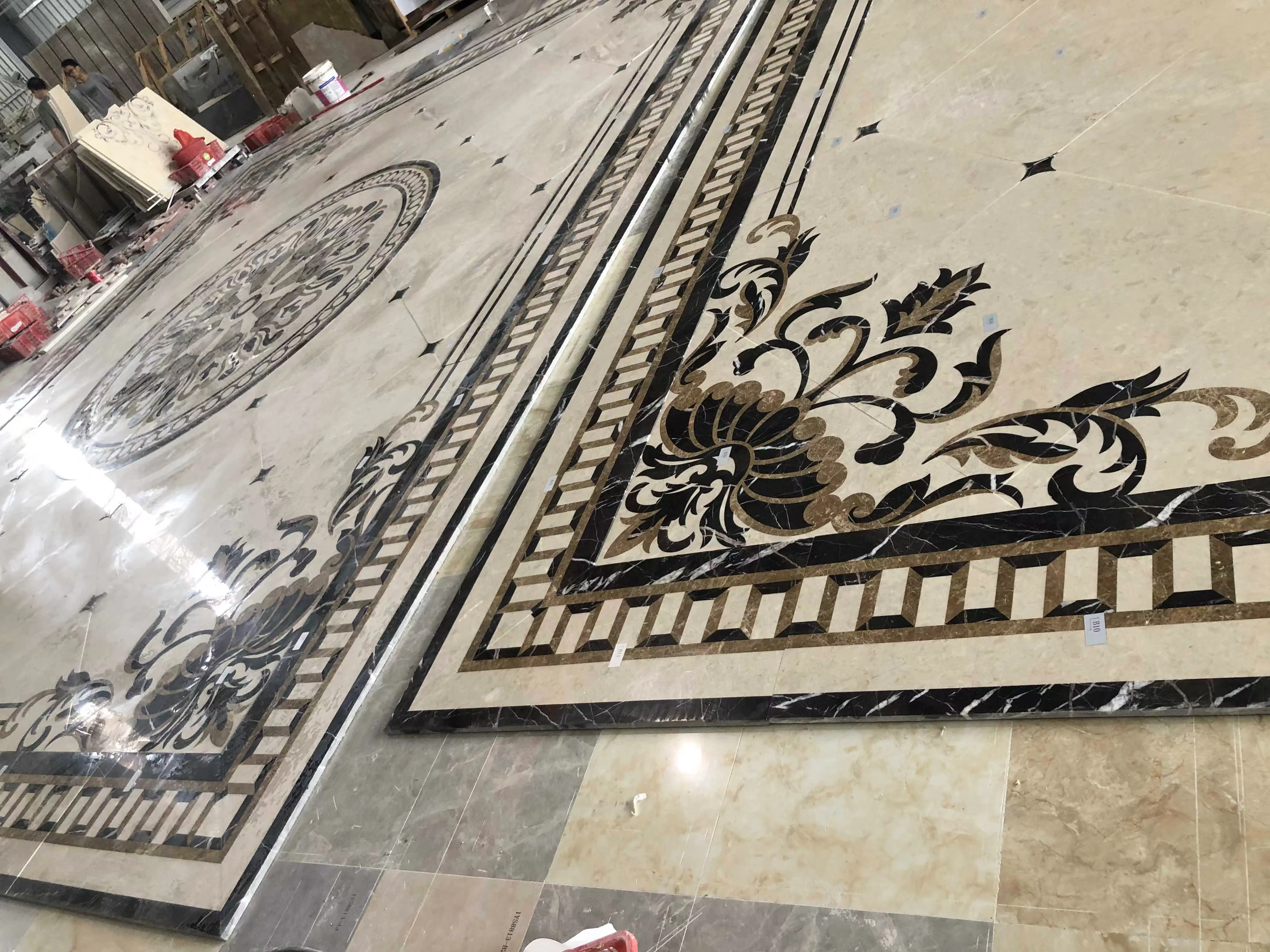 waterjet marble medallions flooring tiles for luxury lobby floor