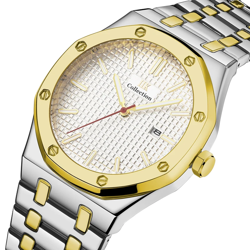IIK Collection Luxury Hot Sale Water Resistant 3 Hands Mens Two Tone Color Quartz Gold Man Watch