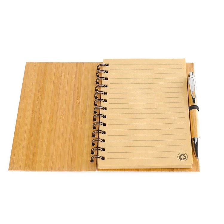 Wholesale cheap business Custom logo diary Journal Recycled Eco-friendly Cardboard Bamboo Cover Notebook
