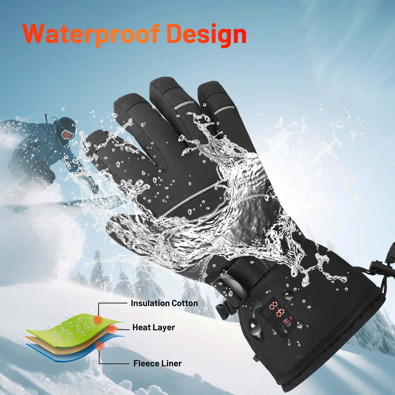 USB Battery Powered Rechargeable Heated Gloves  for Winter Biking Riding Skiing Cycling Hunting Unisex