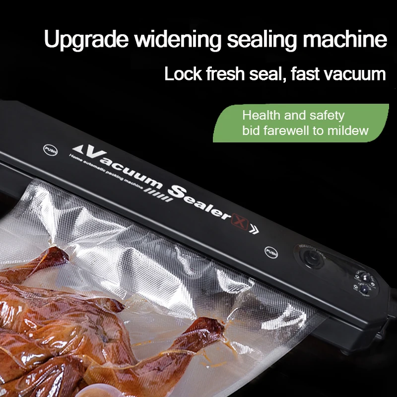Food vacuum packaging sealing machine seals vacuum food