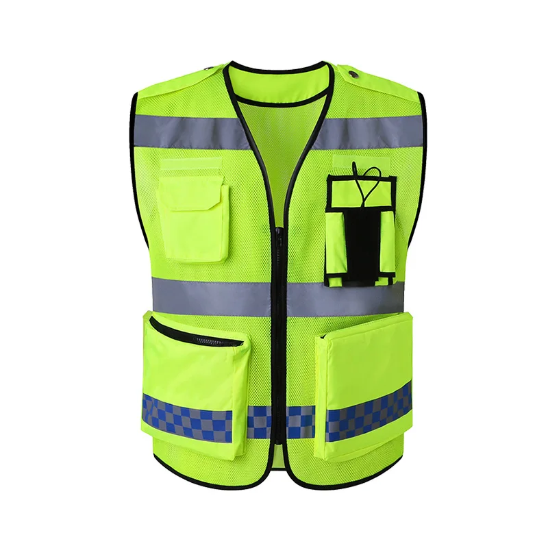 Reflective Vest Jacket Strip Fabric Construction Security Safety Vest High Visibility Work Reflective Clothing