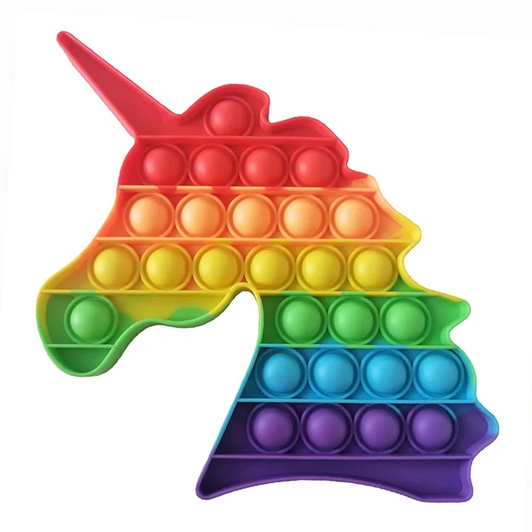 Popit оптовая продажа сенсорных силиконовых пузырей, популярных игрушек большого размера в виде единорога для детей