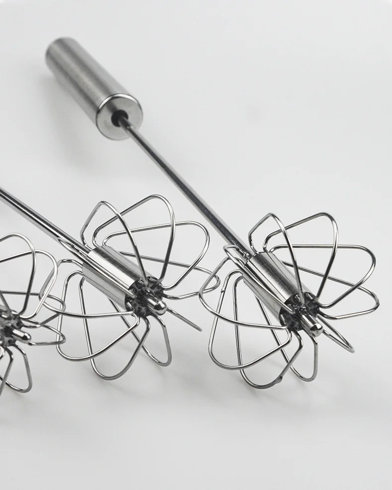 Stainless Steel Push-Down Zip Whisk Easy to Use Rotary Whisk Semi-automatic Hand Push Rotary Egg Whisk Blender