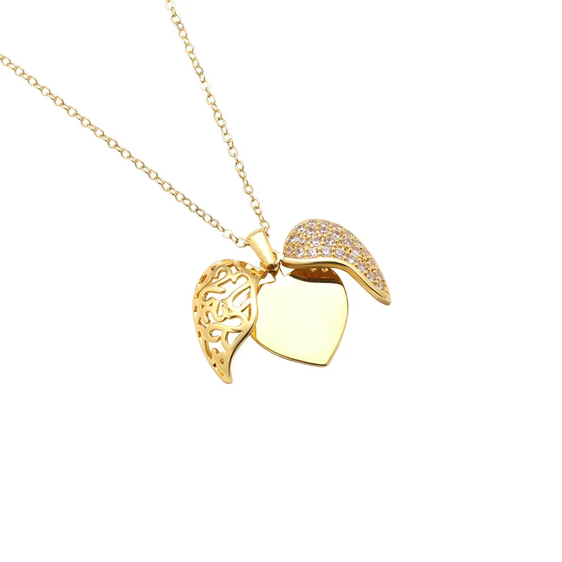 Personalized Heart For Mom Heart Kids Name Necklace Angel Mothers Day Gift Hidden Message Full Custom Engraved Name Jewelry