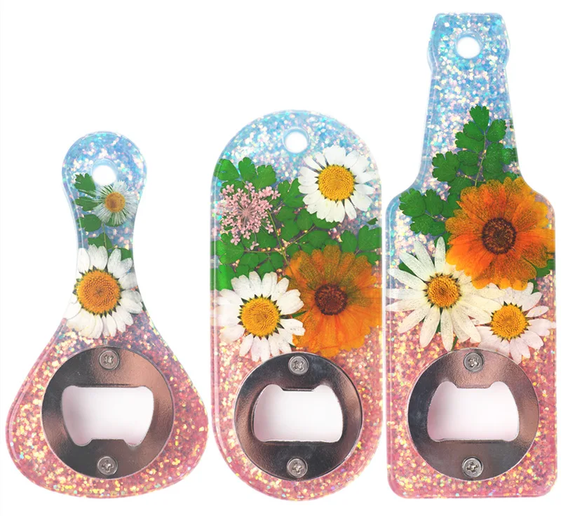 DIY crystal resin epoxy beer spanner bottle opener dried flower epoxy mirror silicone mold