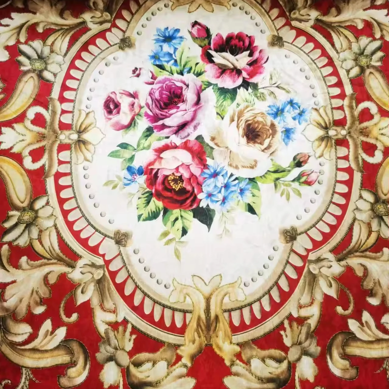 100% Polyester Fabric ice velvet digital Printing  with Pongee Backing for sofa fabric