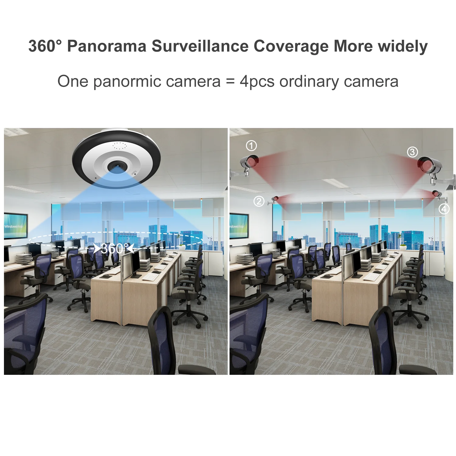 New 5MP HD V380 Pro Fisheye Surveillance Wireless Security WiFi 360 Panoramic CCTV IP Camera