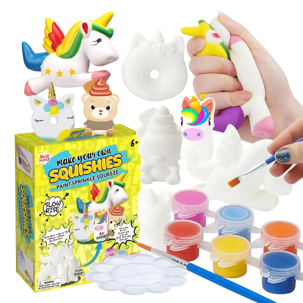 Unicorn DIY Painting Kit Paint Slow Rising Squishy Toys Anxiety Relief Adult Squishy Toy 4 Pcs Unicorn For Boys And Girls