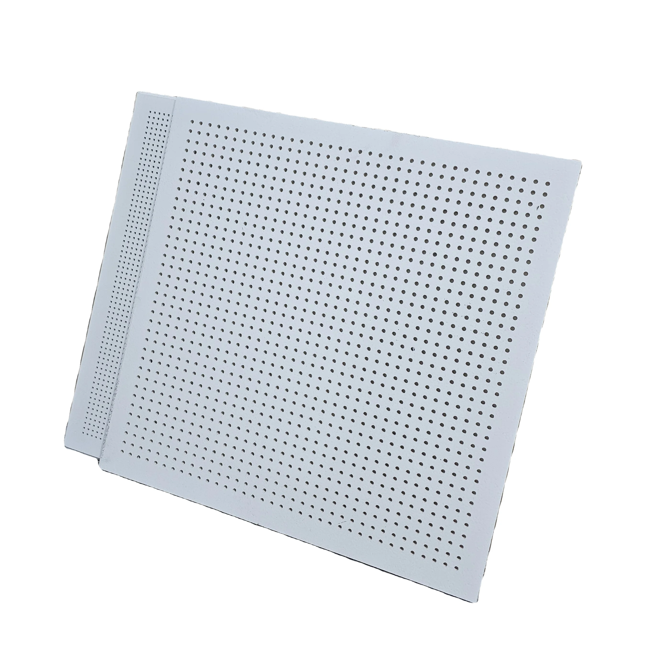 Акустическая гипсовая потолочная белая окрашенная 600x600 мм модульная штукатурка с круглыми отверстиями квадратная