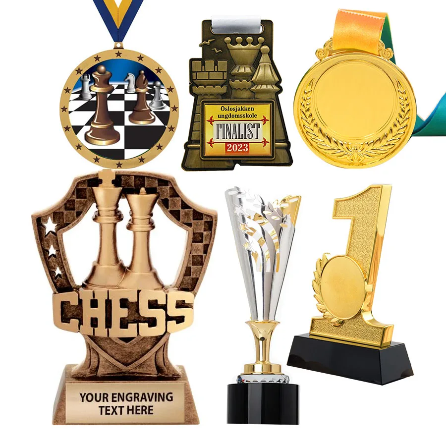 Manufacturer Wholesale Custom Design Medal Award Souvenir Chess Plaques Trophies and Medals