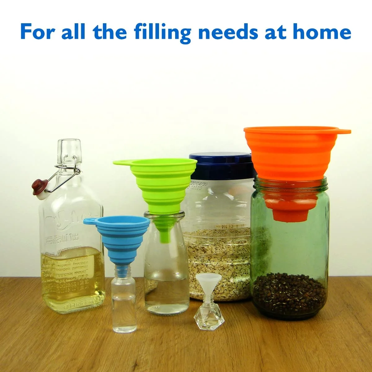 Silicone Collapsible Funnel Food Grade Medium Small Mini Large Foldable Kitchen Funnels for Wide Mouth Jar Transfer Oil Powder