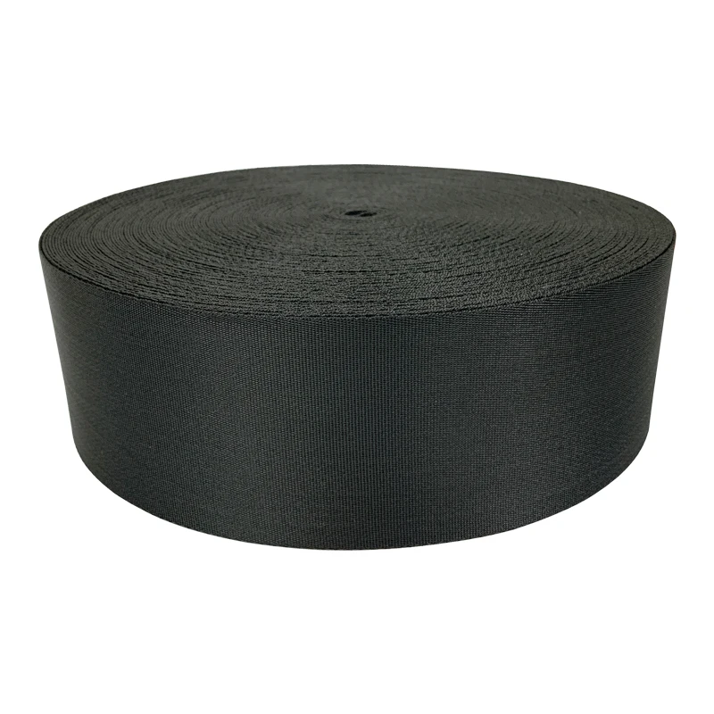 Jinsha Textile 7.5cm  Black Nylon Plain Webbing Xikeng Webbing with Ultra-wide Webbing Widened and Thickened