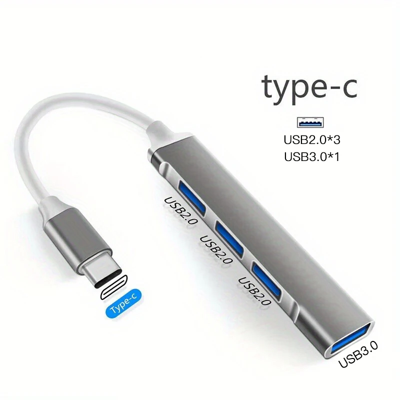 USB3.1 Mini USB Multi Splitter 4in1 Docking Station Ultra Slim Super Speed Aluminum Type C Hub For Computer Laptop PC