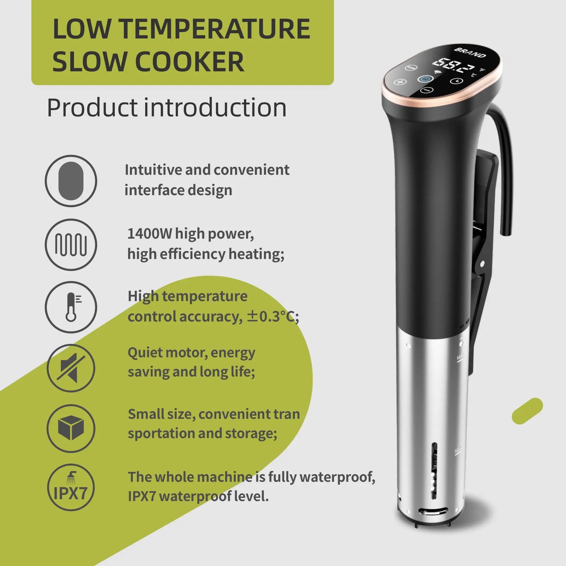 1100W Sous Vide for Perfect Meat Fish and Vegetables Reliable for Professional Kitchens and Home Chefs