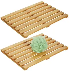 Eco-Friendly 100% Bamboo Non-Slip Rectangular Spa Bath Mat Bathroom Showers Mat