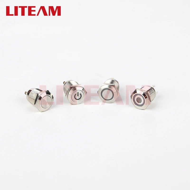 19mm metal Waterproof  Flat Button Metal Waterproof Momentary Push Button Switch 2 Pins Self-Locking push button switch