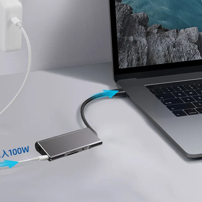 USB C Hub 9-in-1 USB-C Power 4K USB C to HDM Ethernet Card Reader