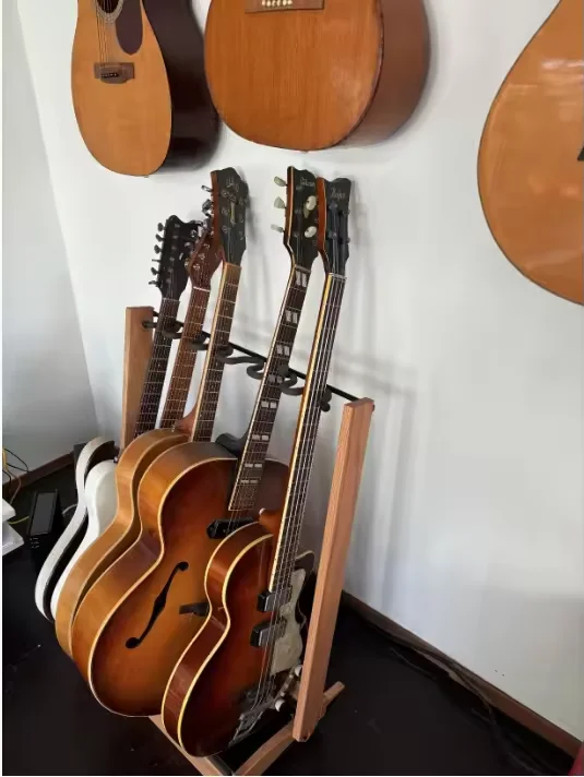 Freestanding Wood Stand Wooden Electric Guitar Floor Acoustic Stand Multi Wooden Guitar Rack for Acoustic Electric Bass Guitars