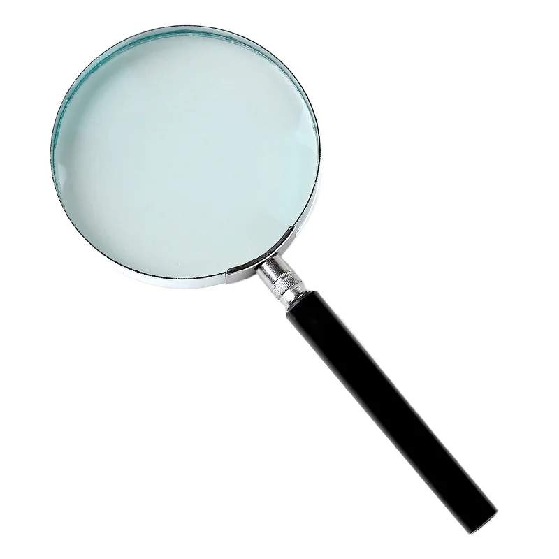 Free Sample CE Free Sample Magnifier Hand Held 40mm 50mm 60mm 75mm 90mm 100mm 2x-6x Metal Magnifying Glass Reading Handheld for