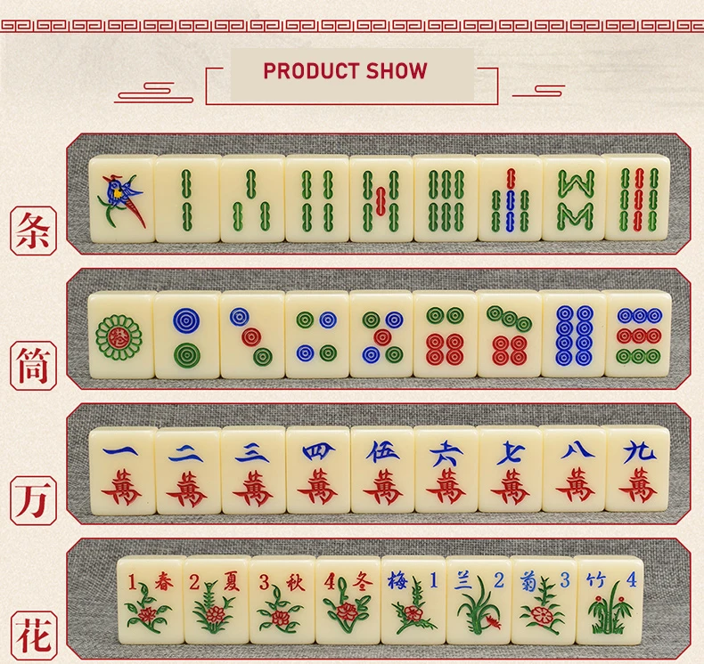 Regular Melamine Family Entertainment Packaging Custom Automatic Vietnam Mahjong Set