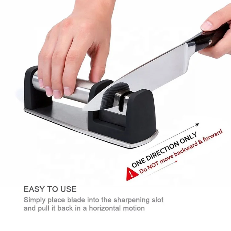 2 Stage Diamond Coated Sharpening with Ceramic Rod - Non-slip Base Sharpening Knife