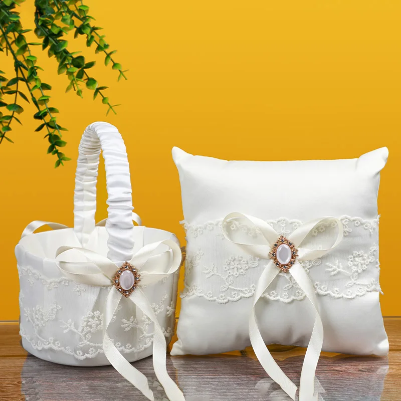 2023 Wedding Supplies Ribbons Ring Holder Bridal Pillow Flower Basket