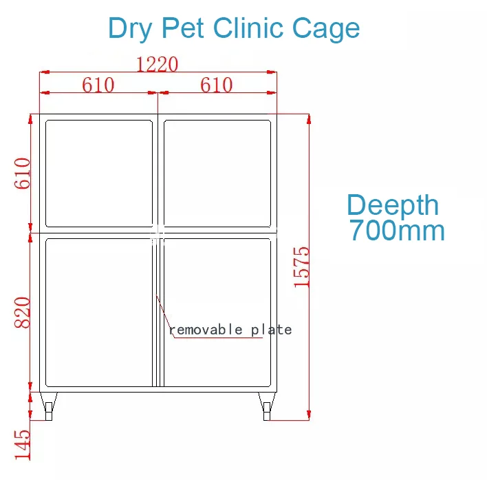 Hacenor Veterinary Stainless Steel Dog Cages Pet Icu Cage Vet Cage Bank  With Wheels For Animal Hospital