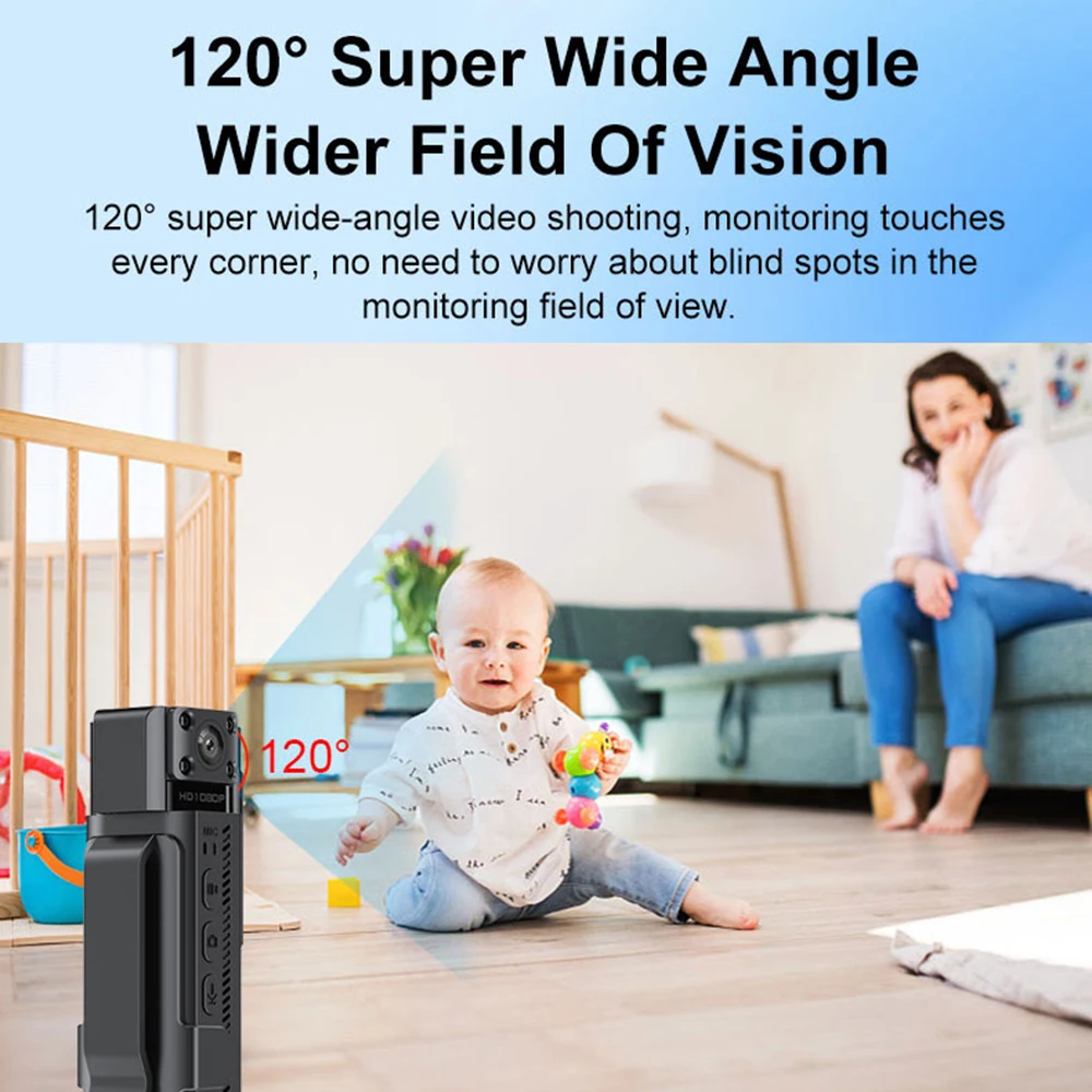 HD 1080P Mini WiFi DVR Body Camera, 180 Degree Real Lens Video Recording Night Vision Motion Detection Sports Camcorder