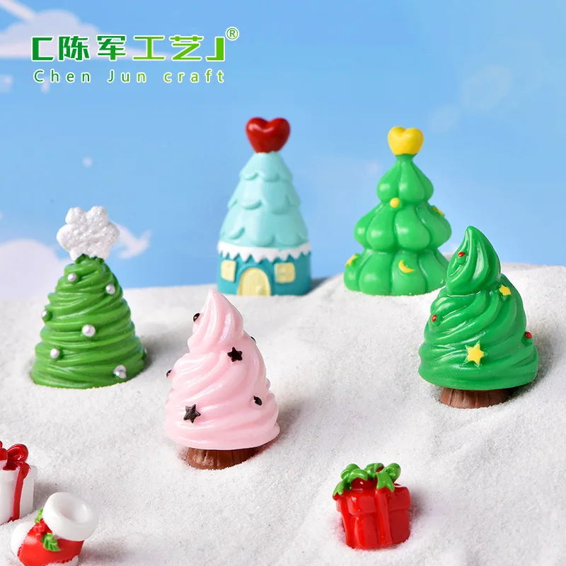 chunjun Cake Series Landscape Snow Accessories Christmas Tree fawn cute home decoration resin crafts