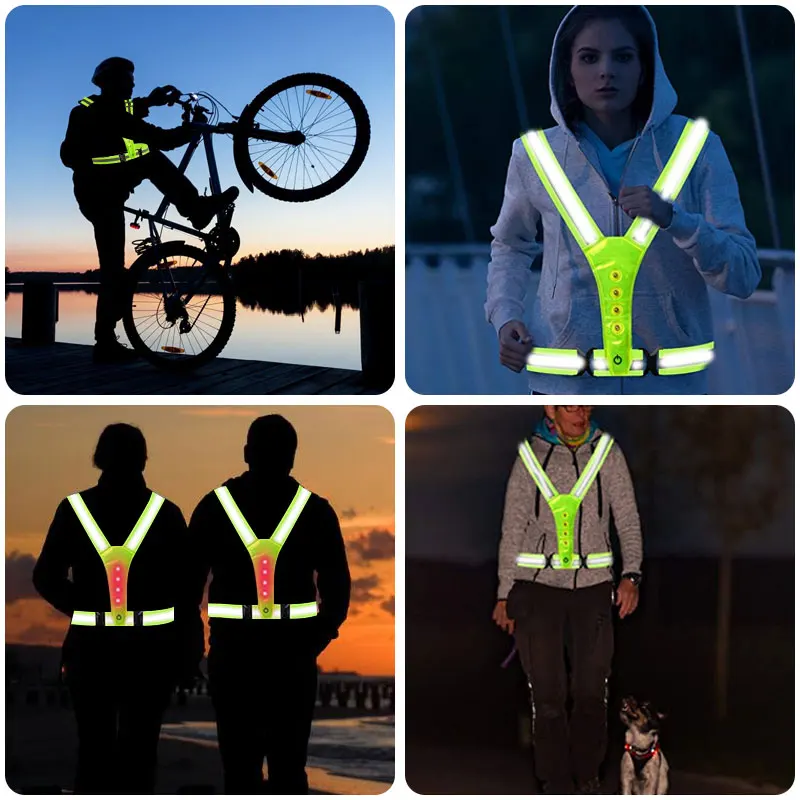 Factory Direct Sale Elastic Adjustable Vest High Visibility Safety Led Reflective Running Sports Vest For Running Sport
