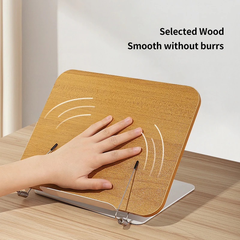 New Arrival Bamboo Wood Reading Stand Transparent Rotating Learning Multifunctional Tablet Notebook Support Stand