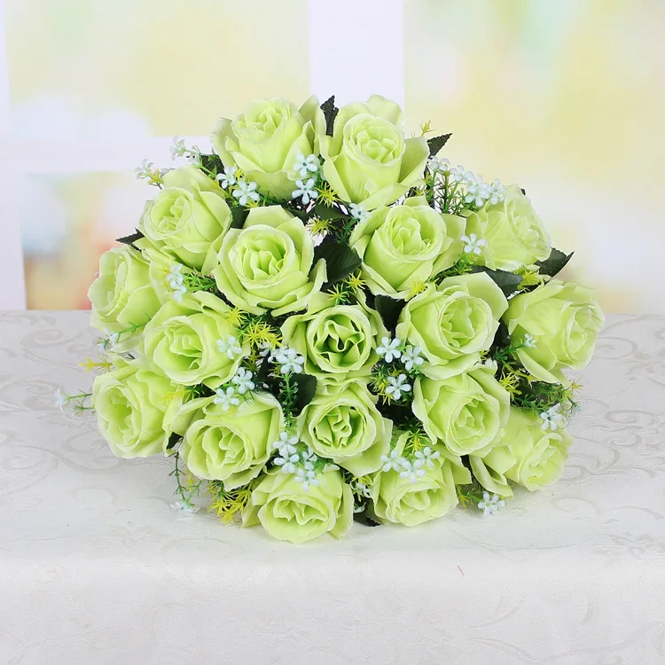 cheap 18 heads artificial  flower rose bouquet Bride holding flowers