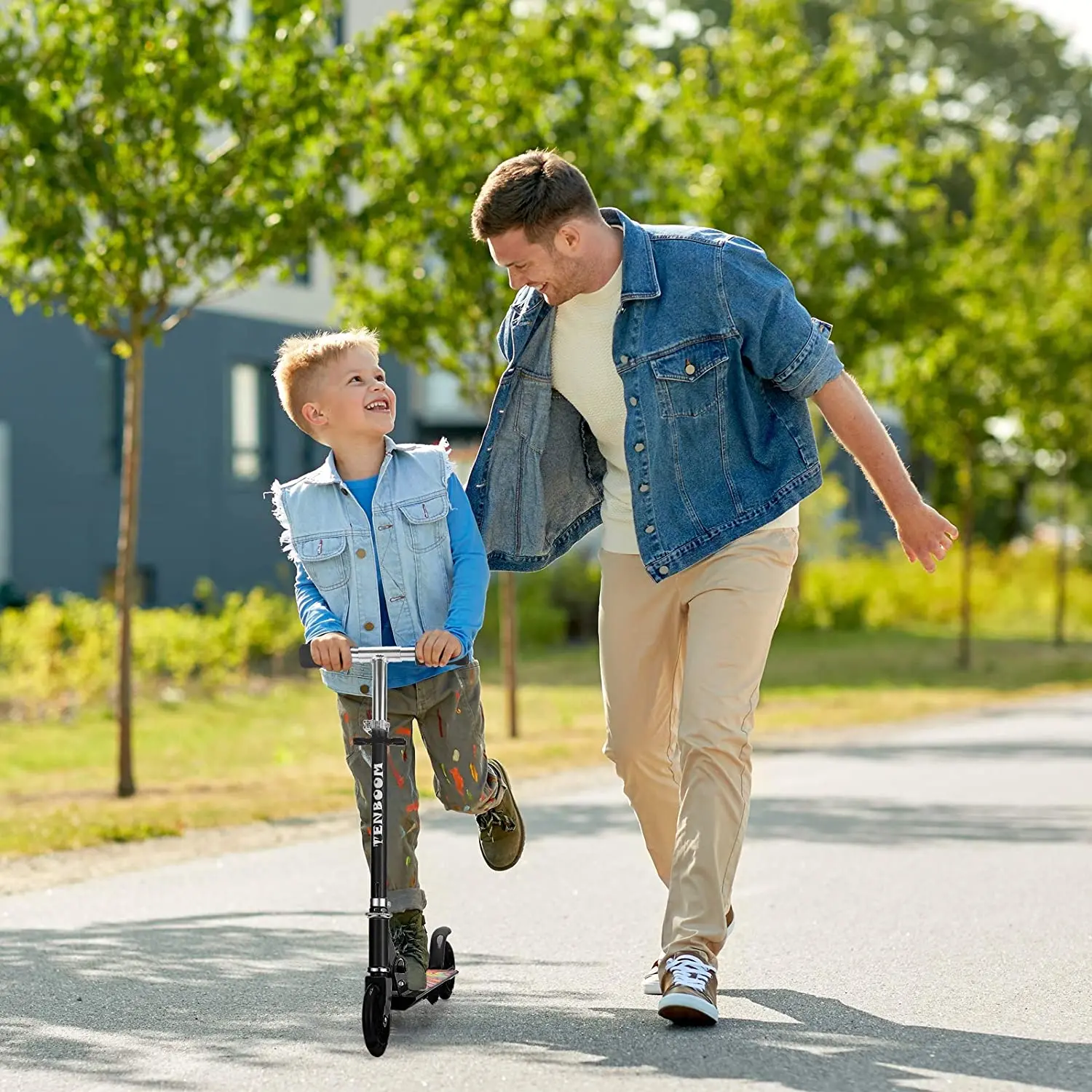 Factory price kid scooter aluminum 2 wheel child folding adjustable electric kid kick scooter with pu flashing